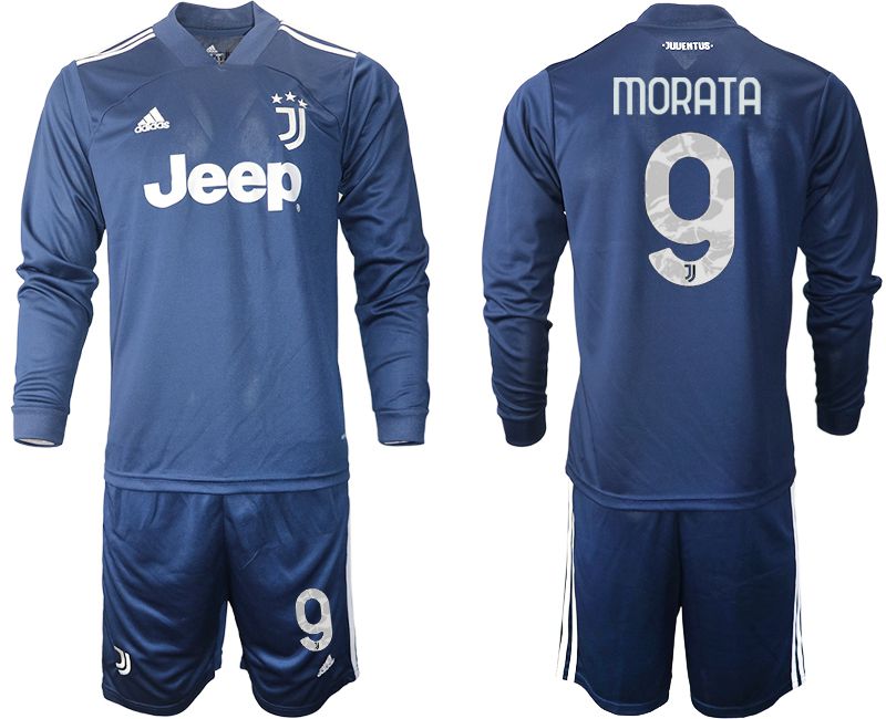 Men 2020-2021 club Juventus away long sleeves #9 blue Soccer Jerseys->juventus jersey->Soccer Club Jersey